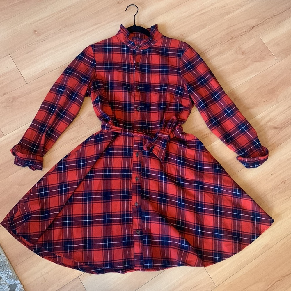 KJP red & blue flannel dress